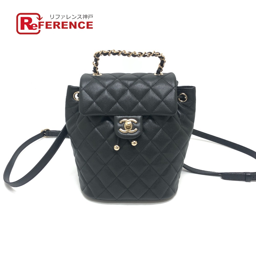CHANEL シャネル  AS4058 マトラッセ キルティング ココマーク CC ロゴタイプ チェーン店 背嚢 袋 うしろ側容器に並べる 背嚢 キャビアひと肌  レディース 黒いこと 未当て嵌める 【中古】