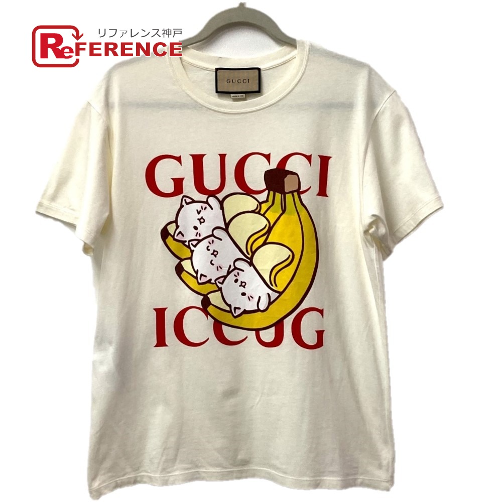 GUCCI グッチ 615044 ばなにゃ キャラクター アパレル 半袖 トップス 半袖Ｔシャツ コットン メンズ ホワイト 【中古】