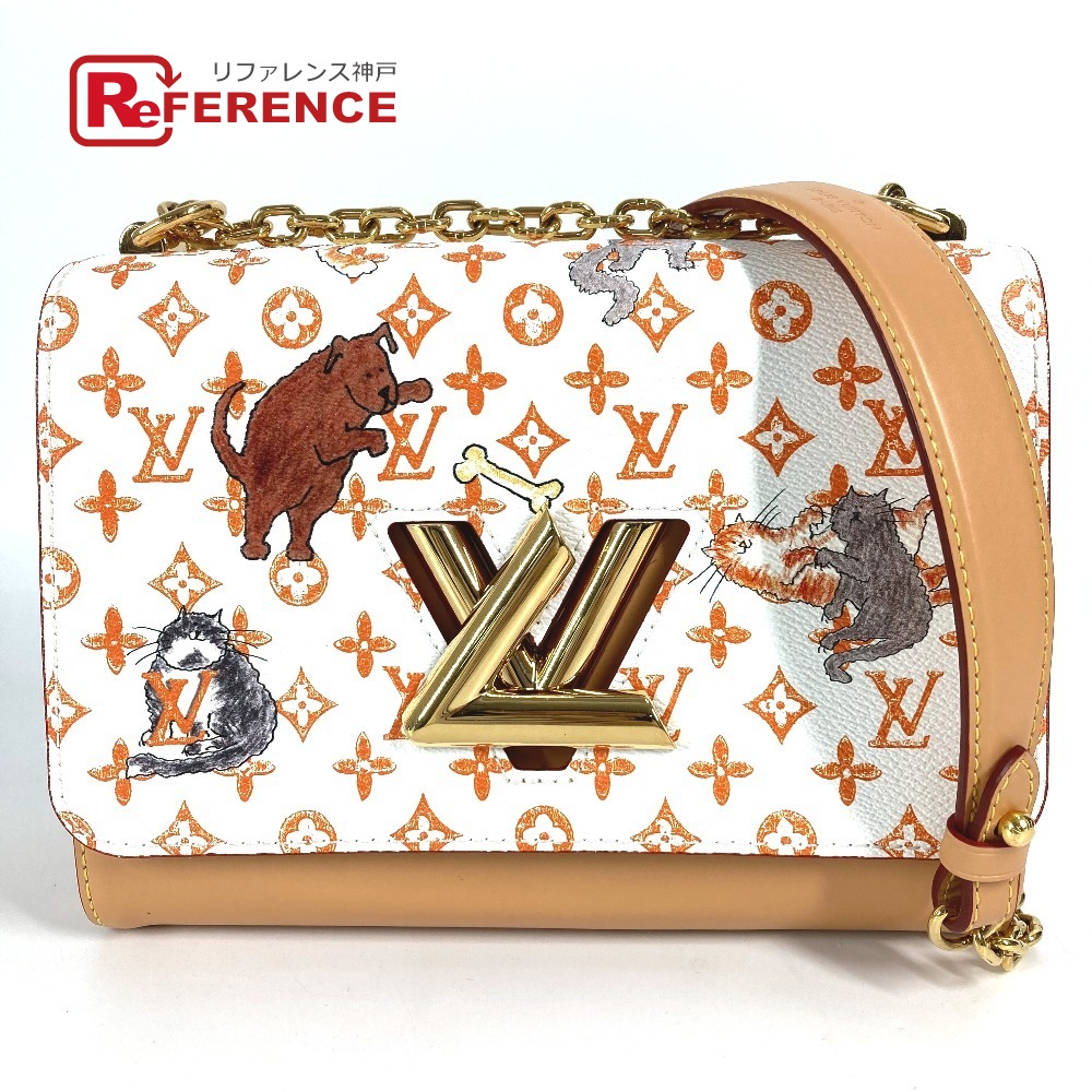 LOUIS VUITTON ルイヴィトン M44460 モノグラム キャットグラム 猫 サック ツイストMM カバン チェーンバッグ 斜め掛け Wチェーン ショルダーバッグ モノグラムキャンバス レディース ブロン ホワイト 【中古】