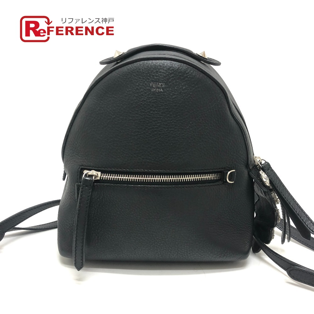 FENDI フェンディ 8BZ036 バイザウェイ ビジュー バックパック リュックサック カバン リュックサック レザー レディース ブラック 【中古】