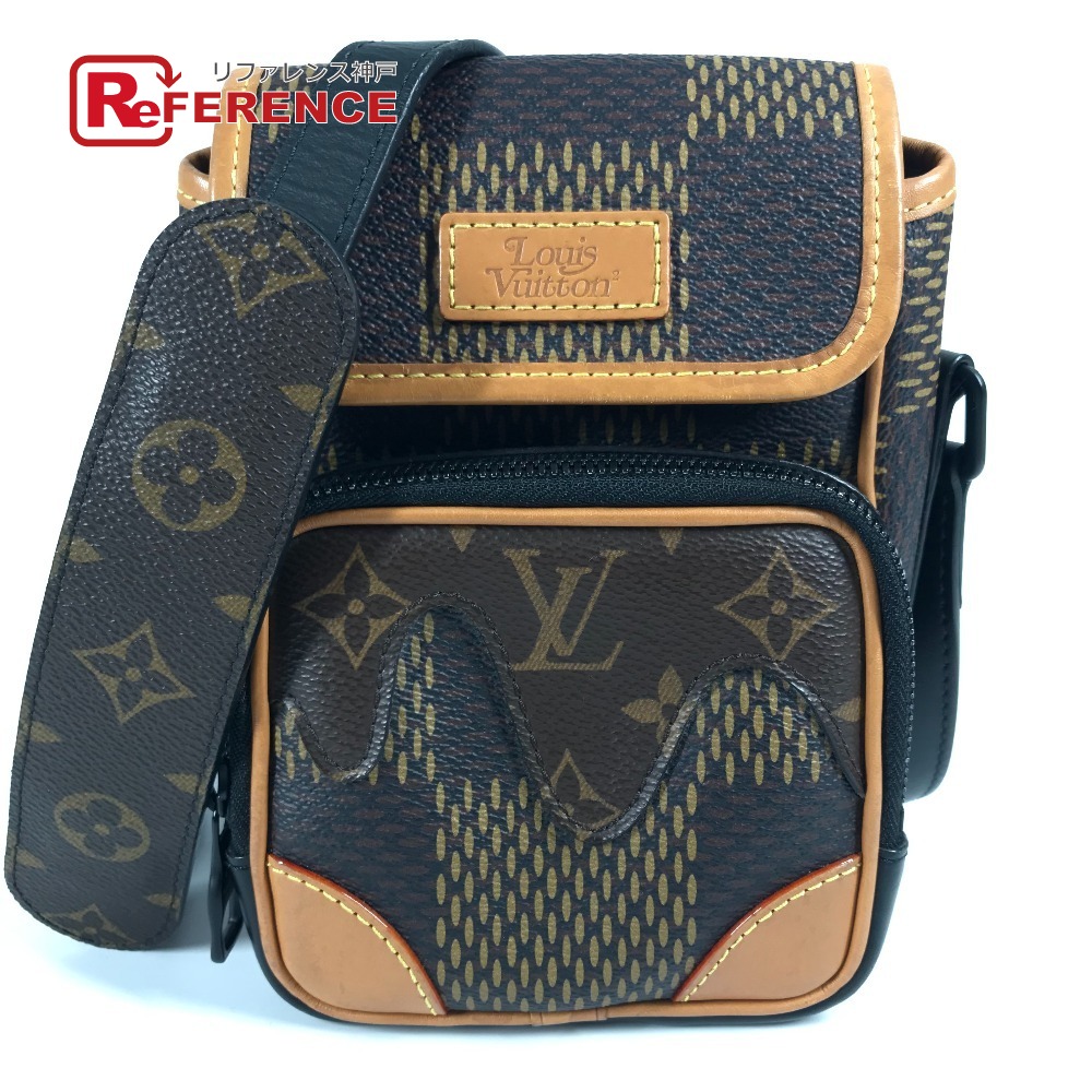 LOUIS VUITTON ルイヴィトン  N40357 ダミエ 巨大な生物 アマゾン NIGO共同研究 曲がった掛け 袋 ポシェット ショルダーバッグ ダミエジャイアントキャンバス  ユニ一発やる 赤銅色 【中古】