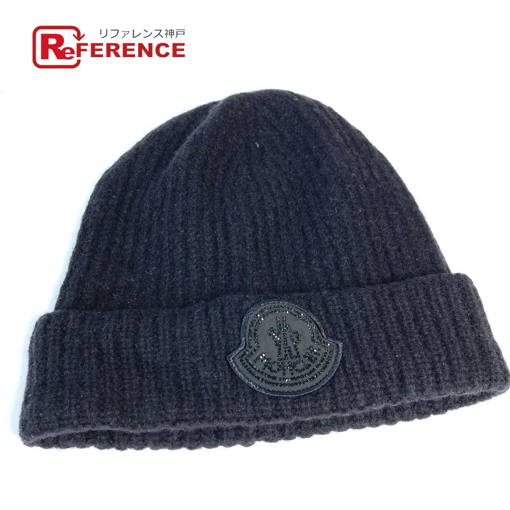 極美品✨モンクレール ニット帽 BERRETTO ワッペン フォックスファー 紺 極美品✨モンクレール ニット帽 BERRETTO ワッペン フォックスファー 紺