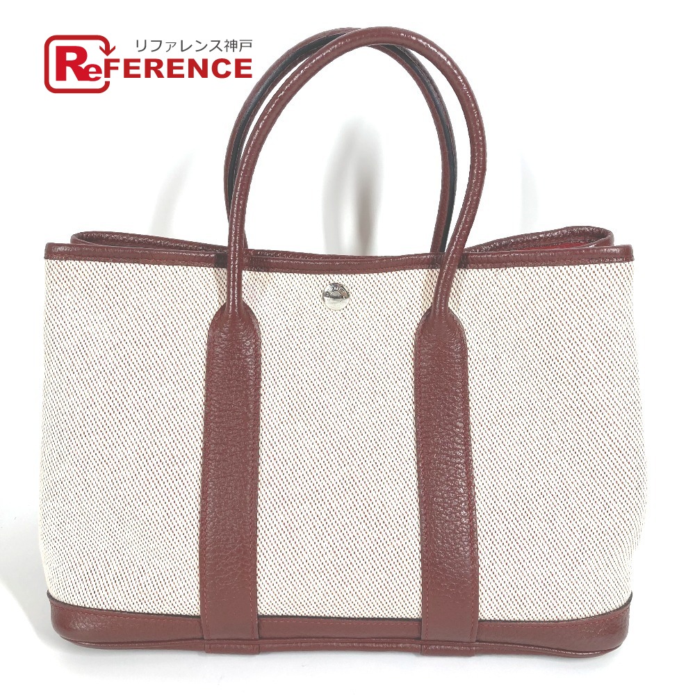 HERMES エルメス  苑地寄りあいTPM 苑地寄りあい TPM 鞄 トートバッグ ハンドバック トワルアッシュ /なめし革 レディース ぶどう酒赤いこと 【中古】