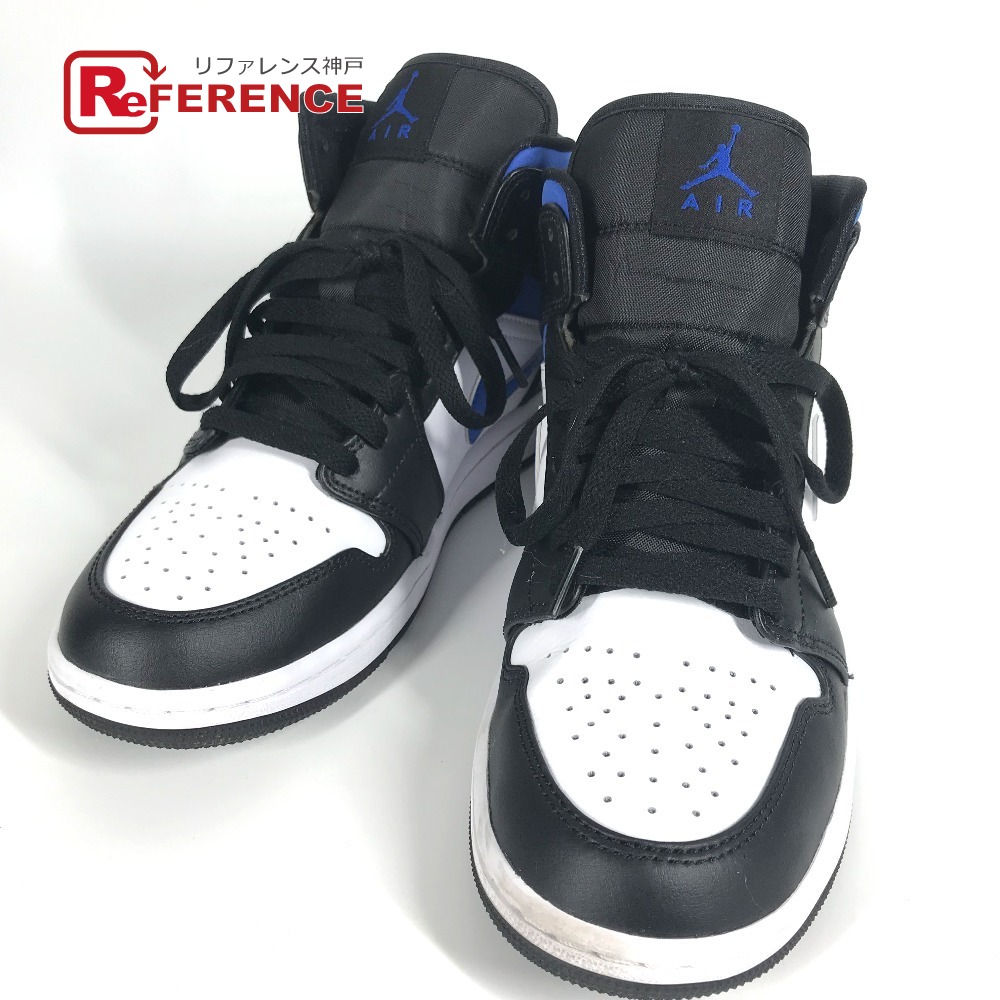 NIKE ナイキ  554724-140 Air Jordan 1 Mid Royal エアジョーダン1 ミッド ロイヤル 靴 シューズ スニーカー なめし革 /練りあわせるなめし革 メンズ 青み 【中古】