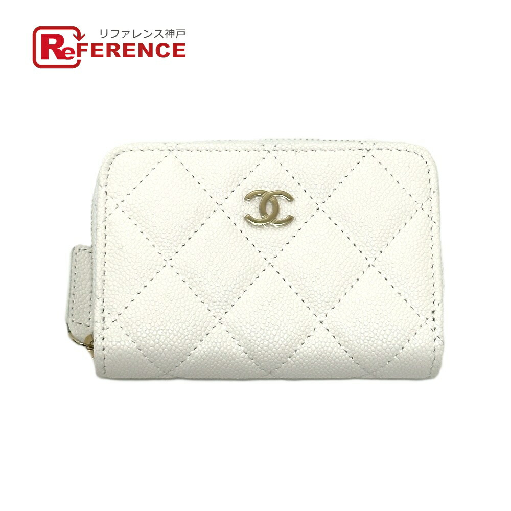 CHANEL シャネル  AP0216 マトラッセ ココマーク 古典派音楽 ジップ 鋳貨金入れ コインケース キャビアひと肌  レディース 白いこと 未当て嵌める 【中古】