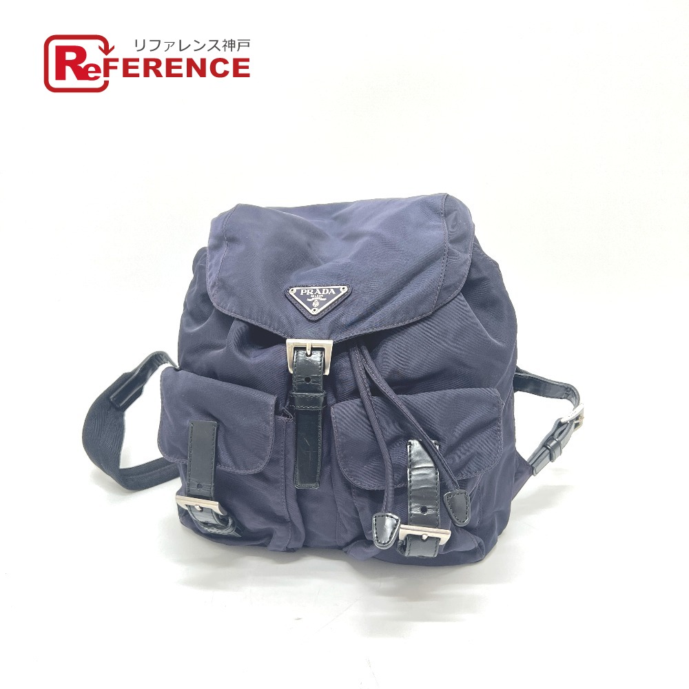 PRADA プラダ B6677 VELA トライアングルロゴ 三角ロゴ プレート カバン バックパック リュックサック ナイロン /レザー ユニセックス PRUGNA パープル系 【中古】｜ブランドショップ　リファレンス