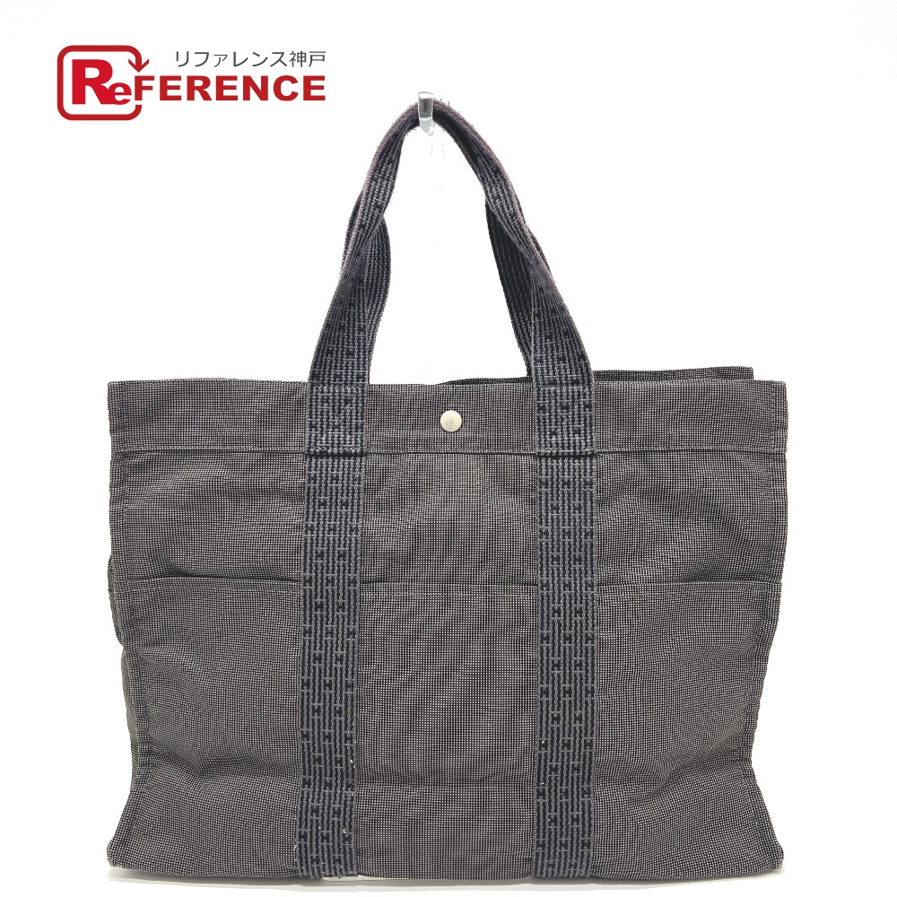 HERMES エルメス  エールライントートGM エールライントート GM 嚢 御徒面子 ハンドバック トートバッグ 帆布  メンズ 薄墨色 【中古】
