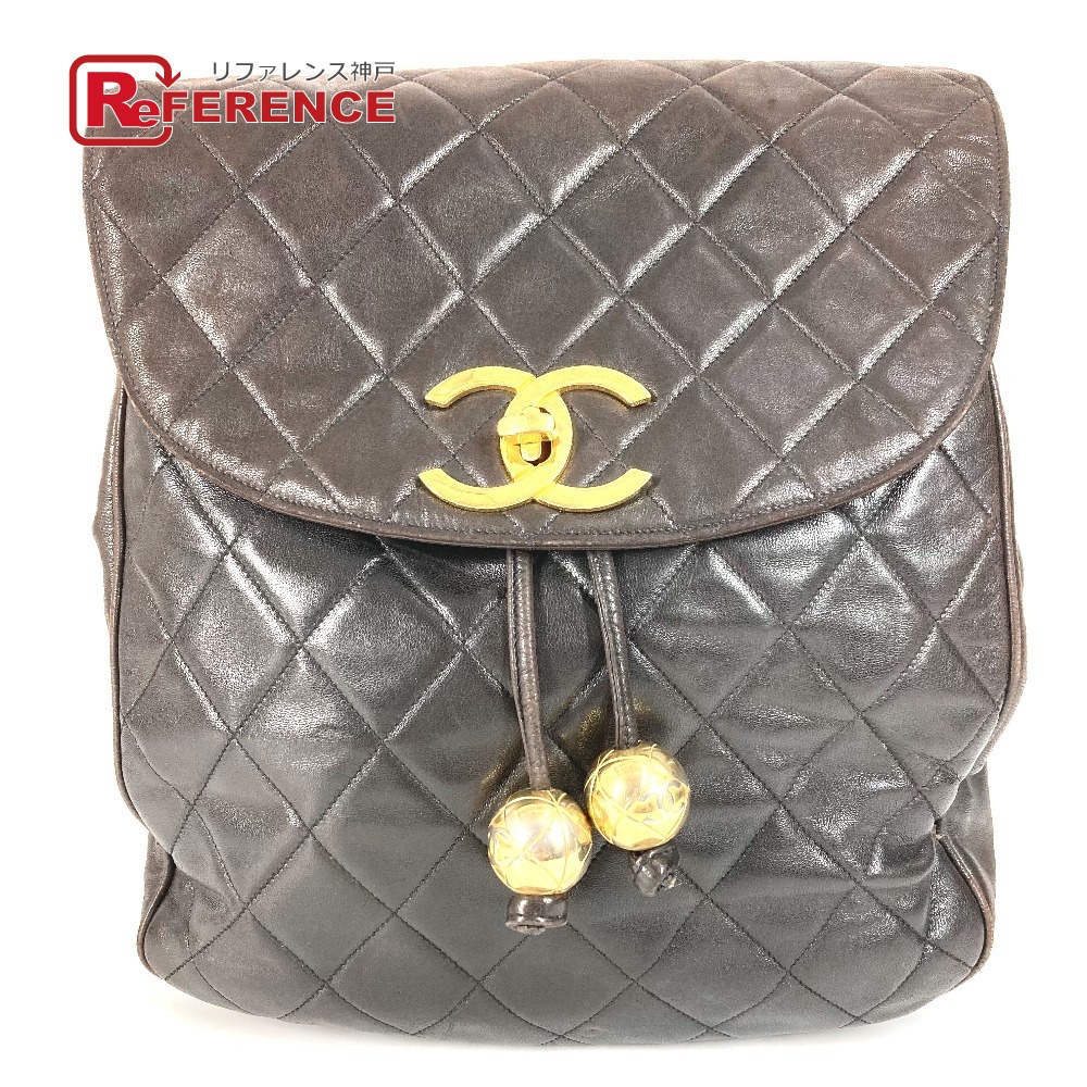 CHANEL シャネル  マトラッセ キルティング ヴィンテージ CC ココマーク ロゴタイプ 袋 うしろ側容器に並べる ココボール 合切袋 チェーン店 背嚢 子ヒツジひと肌  レディース 黒いこと 【中古】