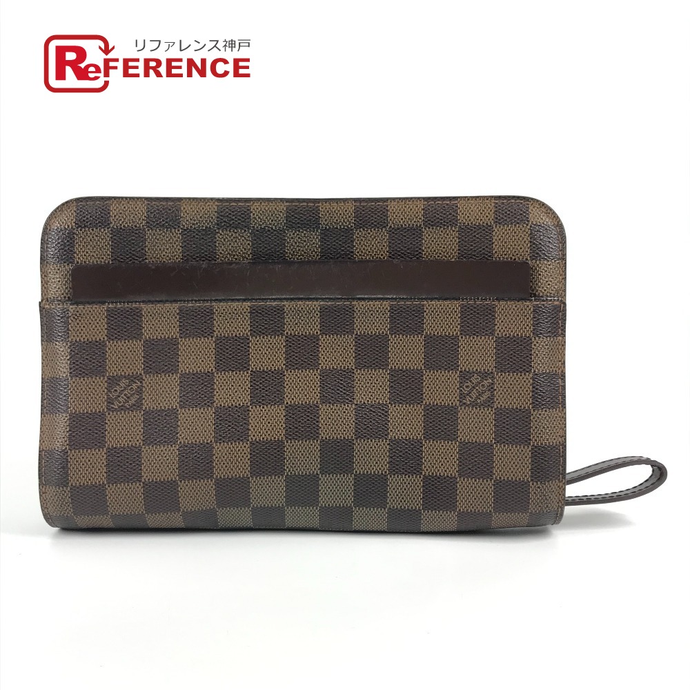 LOUIS VUITTON ルイヴィトン N51993 ダミエ サンルイ クラッチバッグ カバン ポーチ ストラップ付 セカンドバッグ ダミエキャンバス ユニセックス エベヌ ブラウン 【中古】｜ブランドショップ　リファレンス