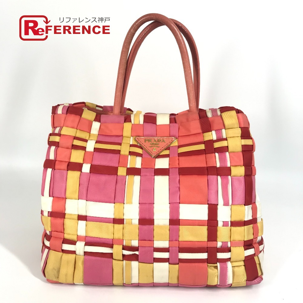 楽天市場】プラダ ニット トートバッグ 三角プレート グレー