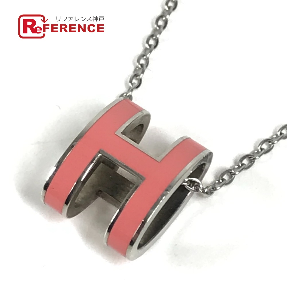 HERMES エルメス ポップアッシュ チェーンネックレス アクセサリー ジュエリー Hロゴ ネックレス メタル レディース ピンク 【中古】