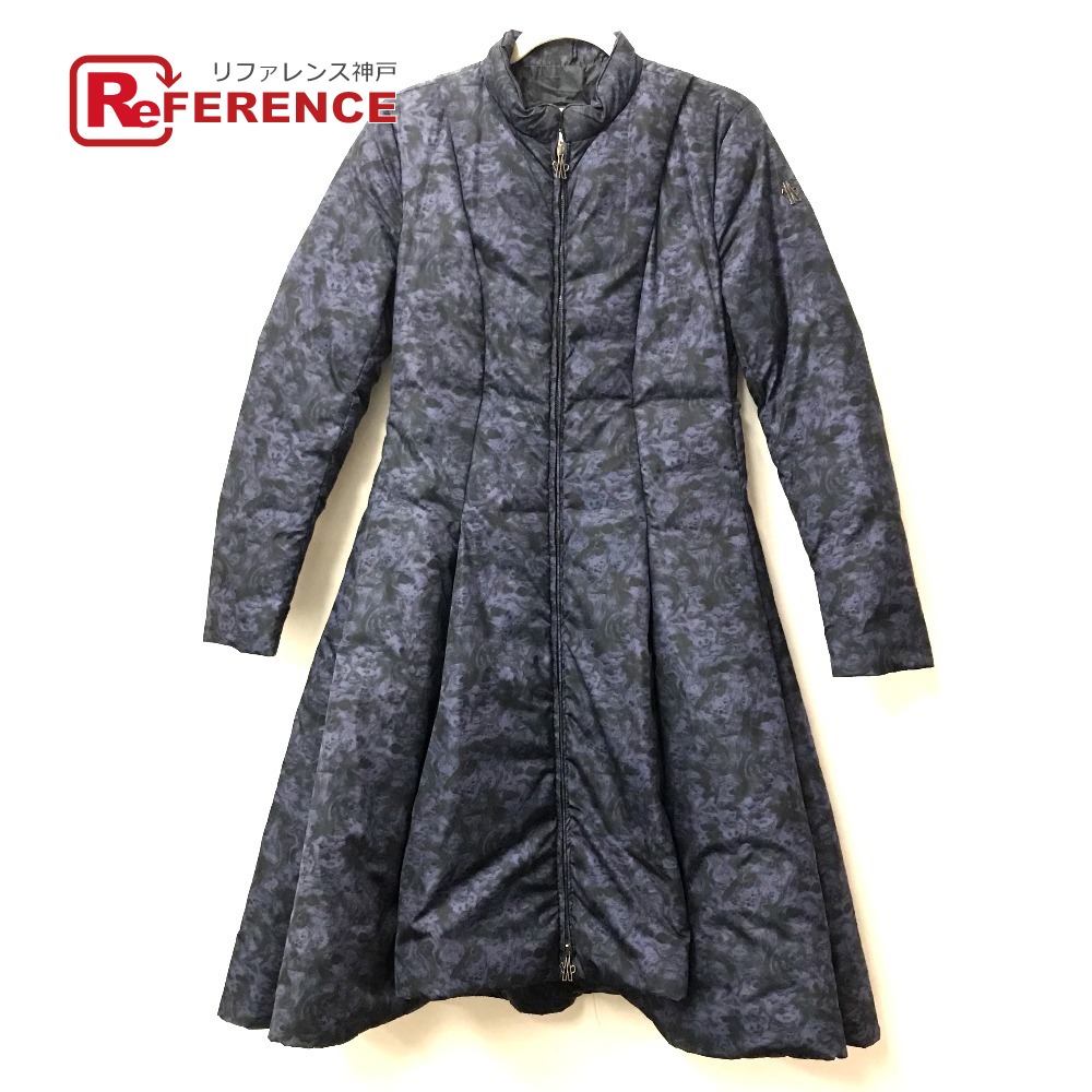 MONCLER モンクレール EBONY GIUBBOTTO EBONY JACKET ロゴ 総柄 メタルロゴ ダウンジャケット ダウン ロング アウター 長袖 ダウンコート ポリエステル レディース ネイビー 【中古】