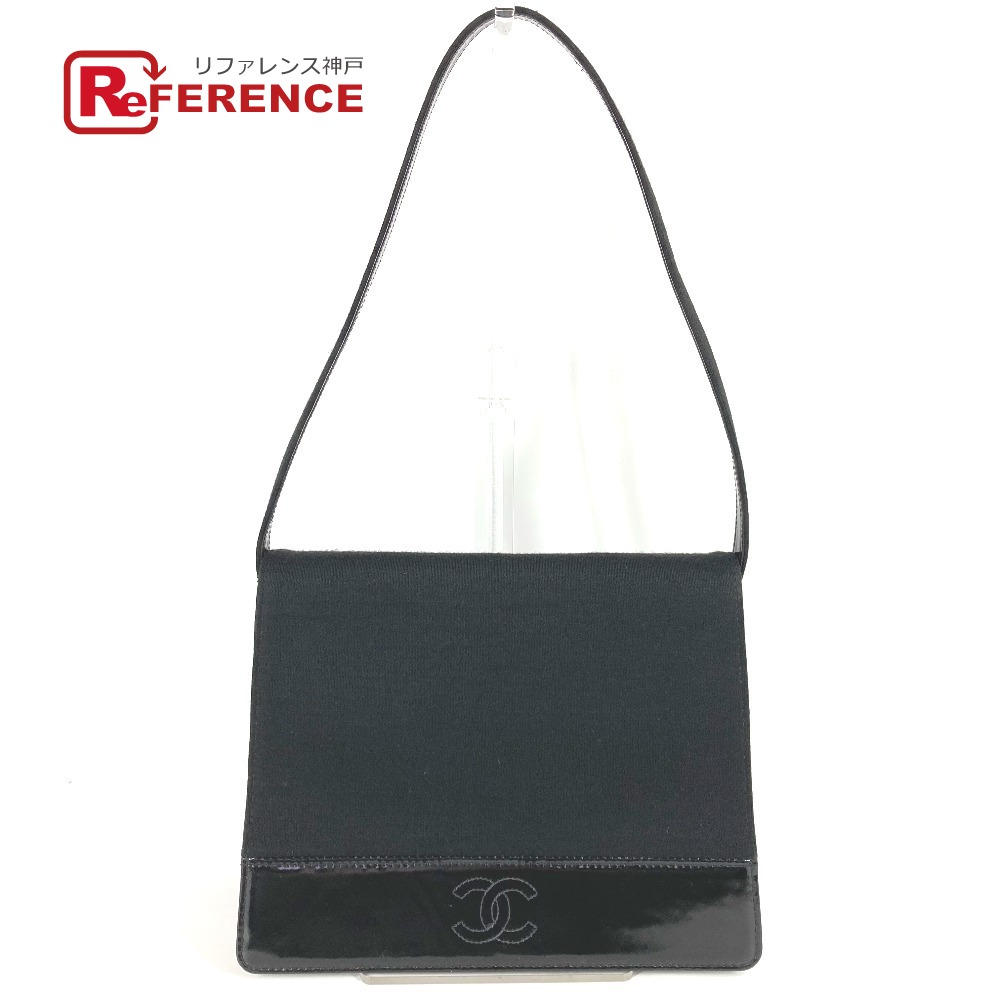 CHANEL シャネル ヴィンテージ CC ココマーク ロゴ フラップ カバン 肩掛け ショルダーバッグ コットン /パテントレザー レディース ブラック 【中古】｜ブランドショップ　リファレンス