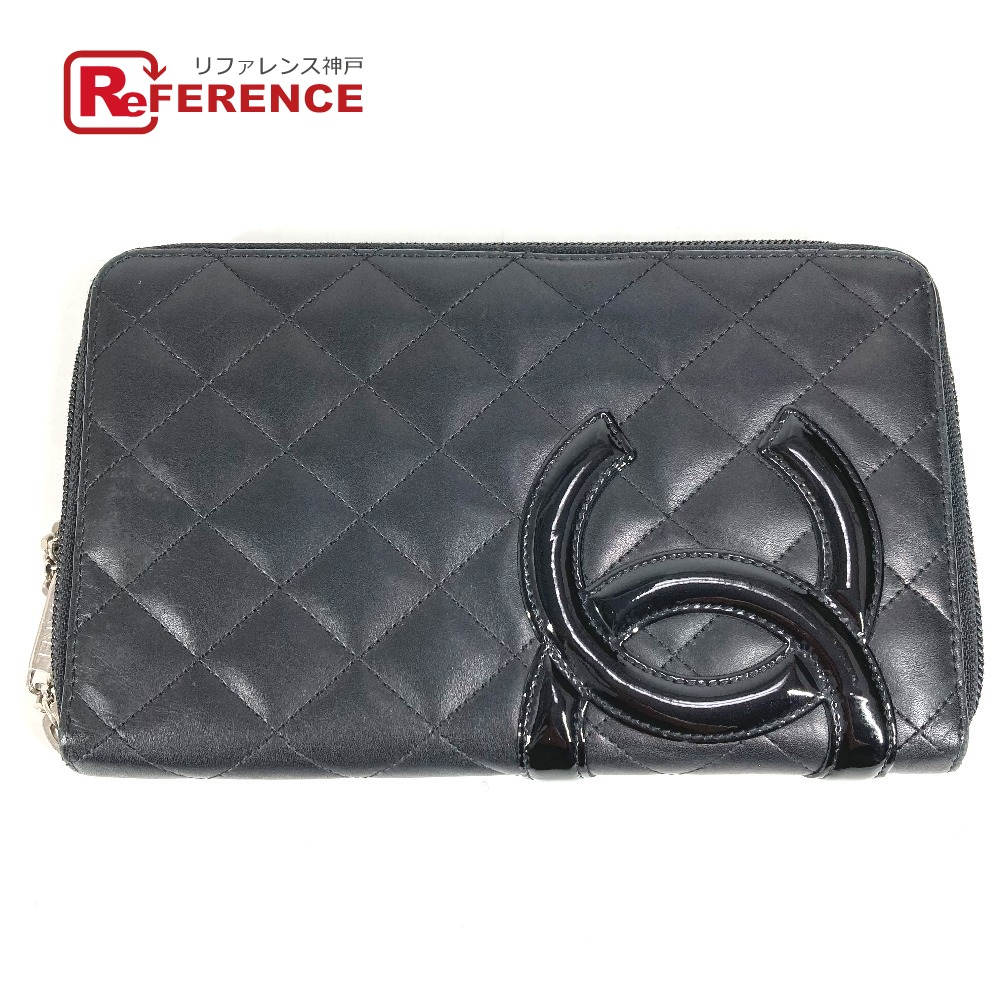 CHANEL シャネル  A26710 カンボンライン 旅行入れもの CC ココマーク ロゴタイプ ロングウォレット ラウンドジッパー 長紙入れ なめし革  レディース 黒いこと 【中古】