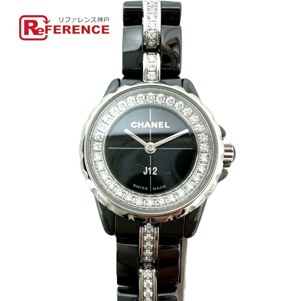 CHANEL シャネル H5236 J12 XS 19mm ベゼル ベルト ダイヤモンド クォーツ 腕時計 セラミック レディース ブラック 新品同様 【中古】