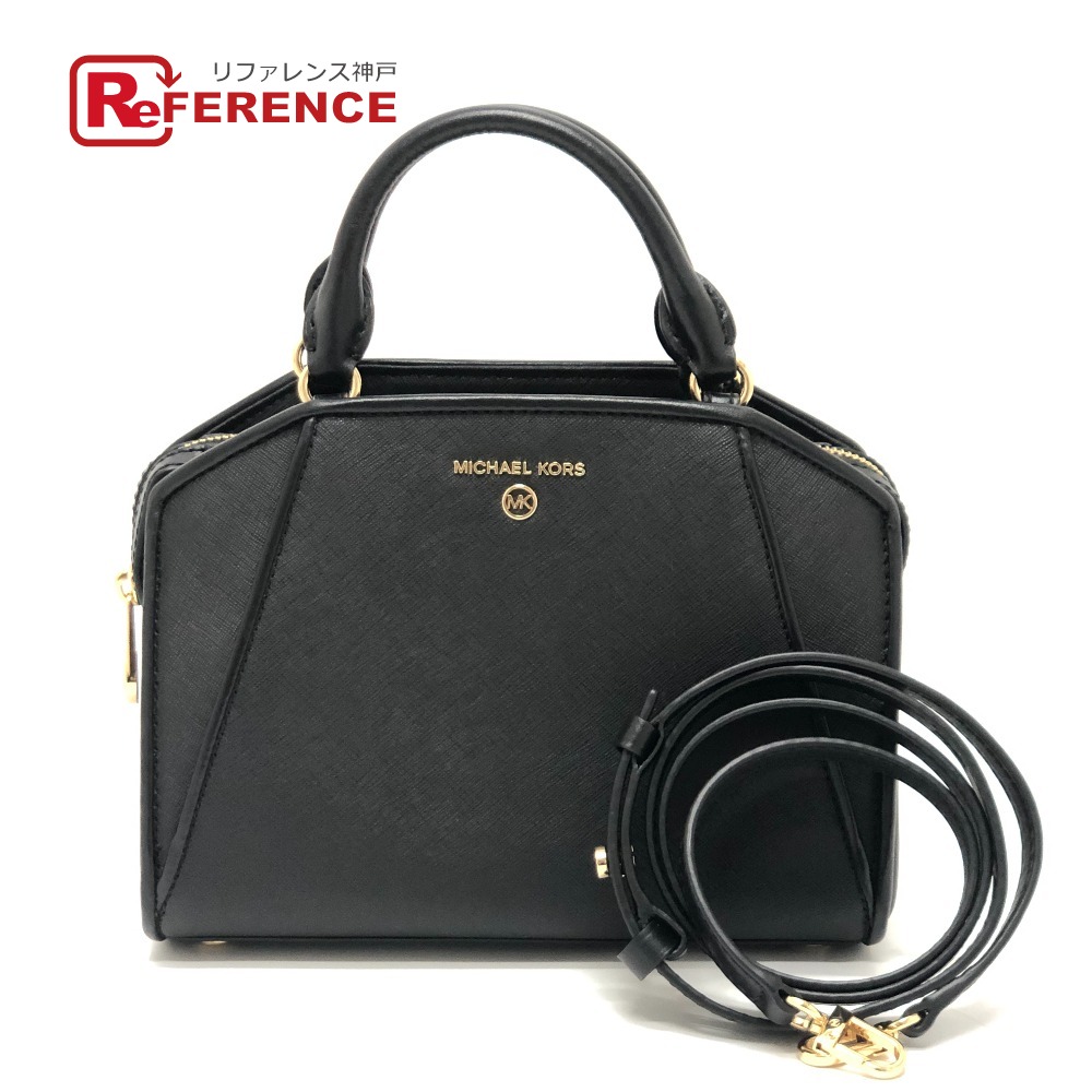 Michael Kors マイケルコース CLEO サッチェル スモール ロゴ カバン 2WAY 斜め掛け ショルダー ハンドバッグ PVC レディース ブラック 新品同様 【中古】｜ブランドショップ　リファレンス