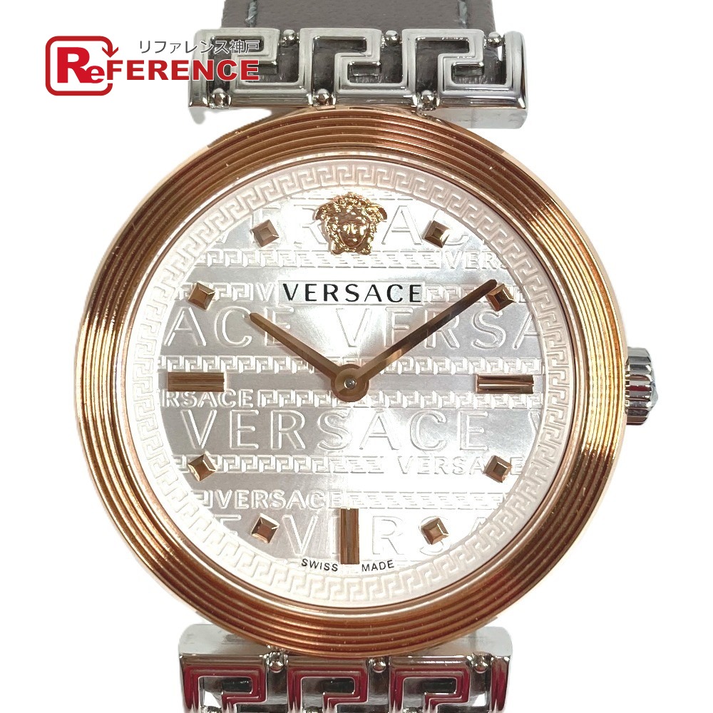 VERSACE ヴェルサーチ VELW00922 メデューサ ロゴ MEANDER ミアンダー レディースウォッチ ウォッチ 腕時計 SS /レザー レディース グレー系 【中古】｜ブランドショップ　リファレンス
