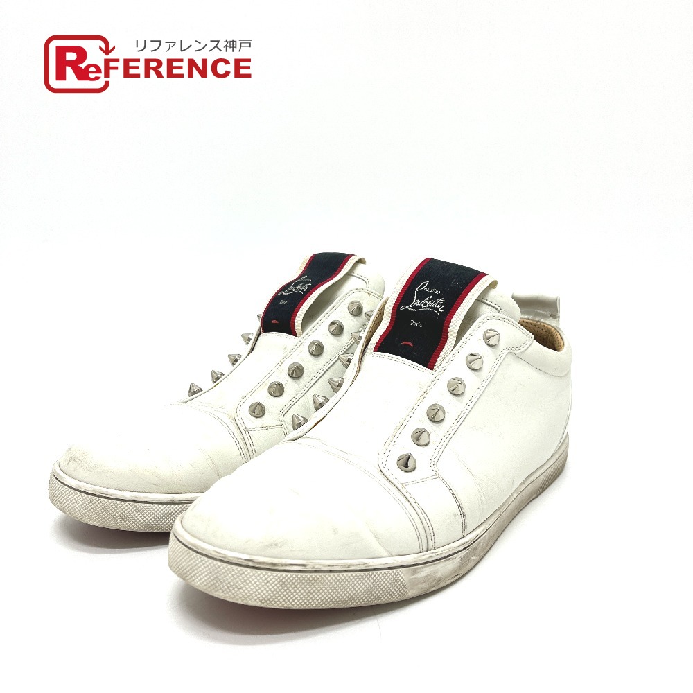 Christian Louboutin クリスチャンルブタン F.A.V Fique A Vontade Low Top Sneake スリッポン スパイク スタッズ 靴 スニーカー レザー メンズ ホワイト 【中古】