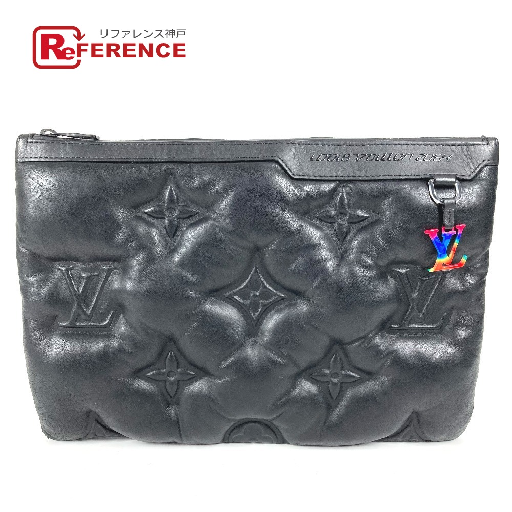 LOUIS VUITTON ルイヴィトン M68775 LV2054 ヴァージルアブロー ポシェットA4 ポシェット A4 カバン ポーチ セカンドバッグ クッション クラッチバッグ ラムスキン ユニセックス ノワール ブラック 【中古】｜ブランドショップ　リファレンス