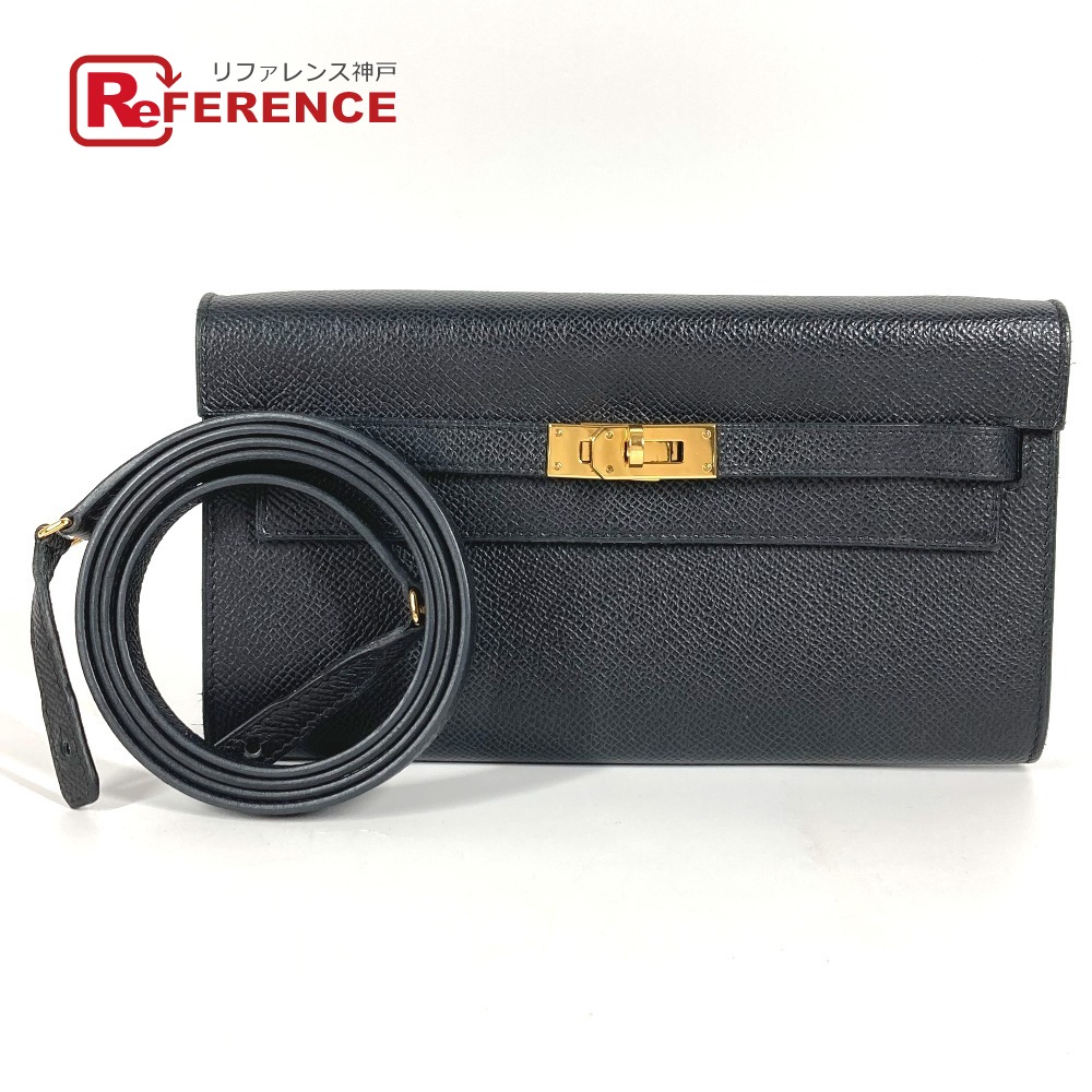 HERMES エルメス  ショルダーウォレット ケリーウォレット ロング トゥーゴー 袋 ショルダーバッグ ポシェット 長金入れ エプソン  ユニ一発やる 黒いこと 【中古】