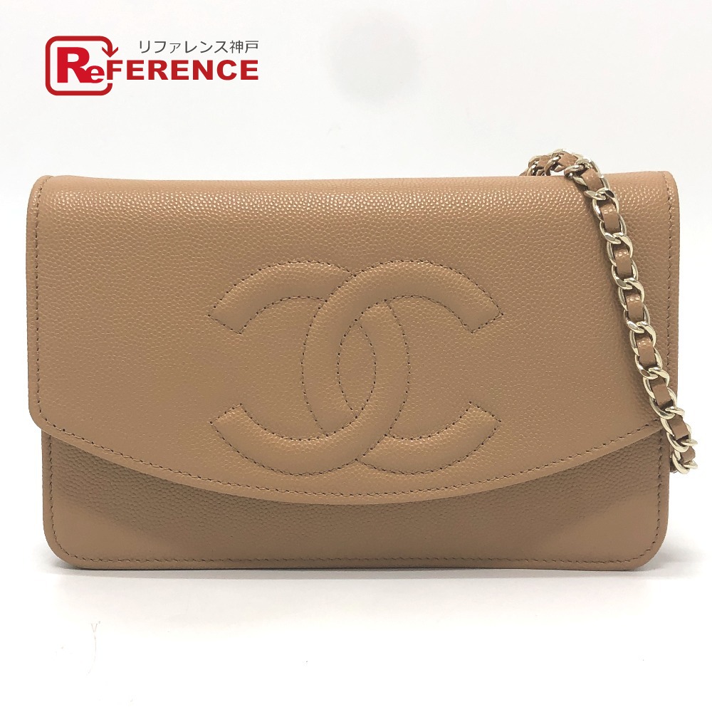 CHANEL シャネル AP4653 メティエダール コレクション ココマーク カバン チェーンウォレット 斜め掛け ショルダーバッグ キャビアスキン レディース ベージュ 未使用 【中古】｜ブランドショップ　リファレンス 227,700円