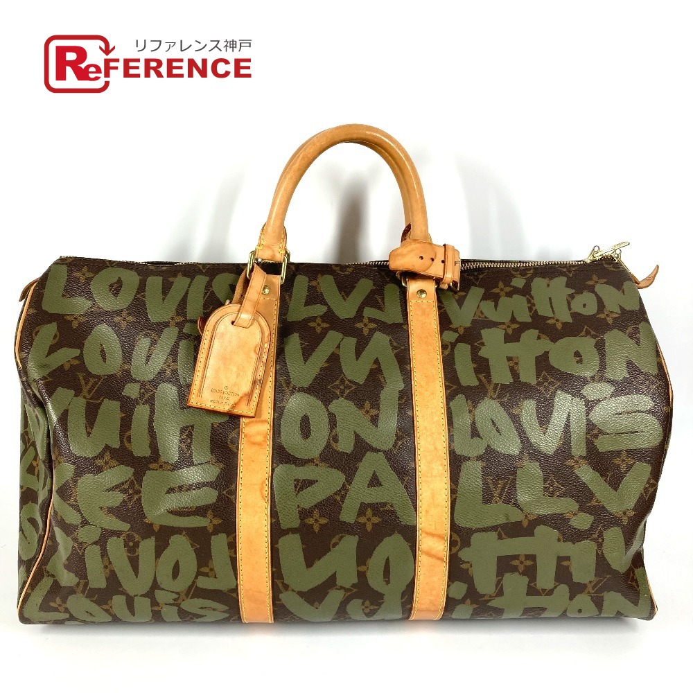 LOUIS VUITTON ルイヴィトン  M92196 モノグラムグラフィティ キーポル50 キーポル 50 旅する御徒面子 袋 周遊御徒面子 ハンドバック ボストンバッグ モノグラムグラフィティキャンバス  ユニ一発やる カーキ 【中古】