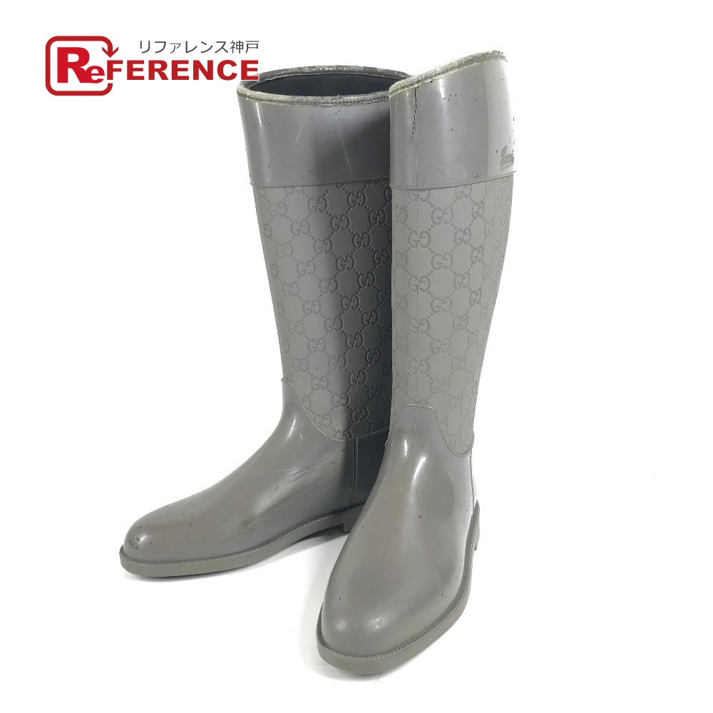 楽天市場】グッチ レインブーツ 37 約24cm 長靴 GG ベージュ