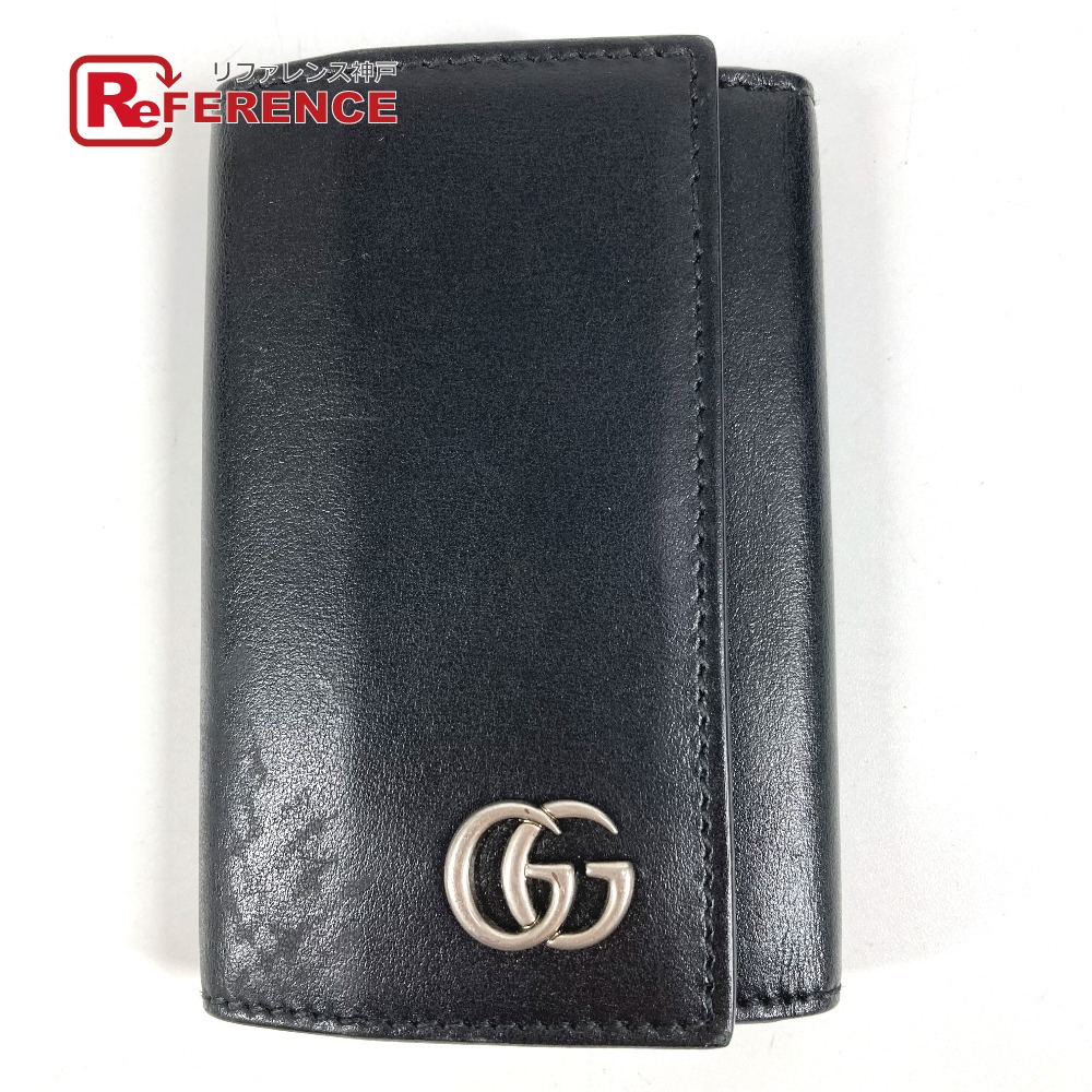 GUCCI グッチ 435305 GGマーモント GG ロゴ 6P キーリング 6ポイント 鍵 キーケース レザー ユニセックス ブラック 【中古】