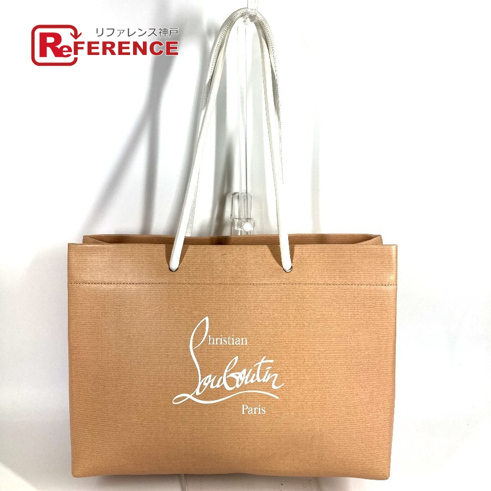 Christian Louboutin クリスチャンルブタン ロゴ ペーパーバッグ 肩掛け トートバッグ カバン ショルダーバッグ レザー ユニセックス ベージュ 【中古】
