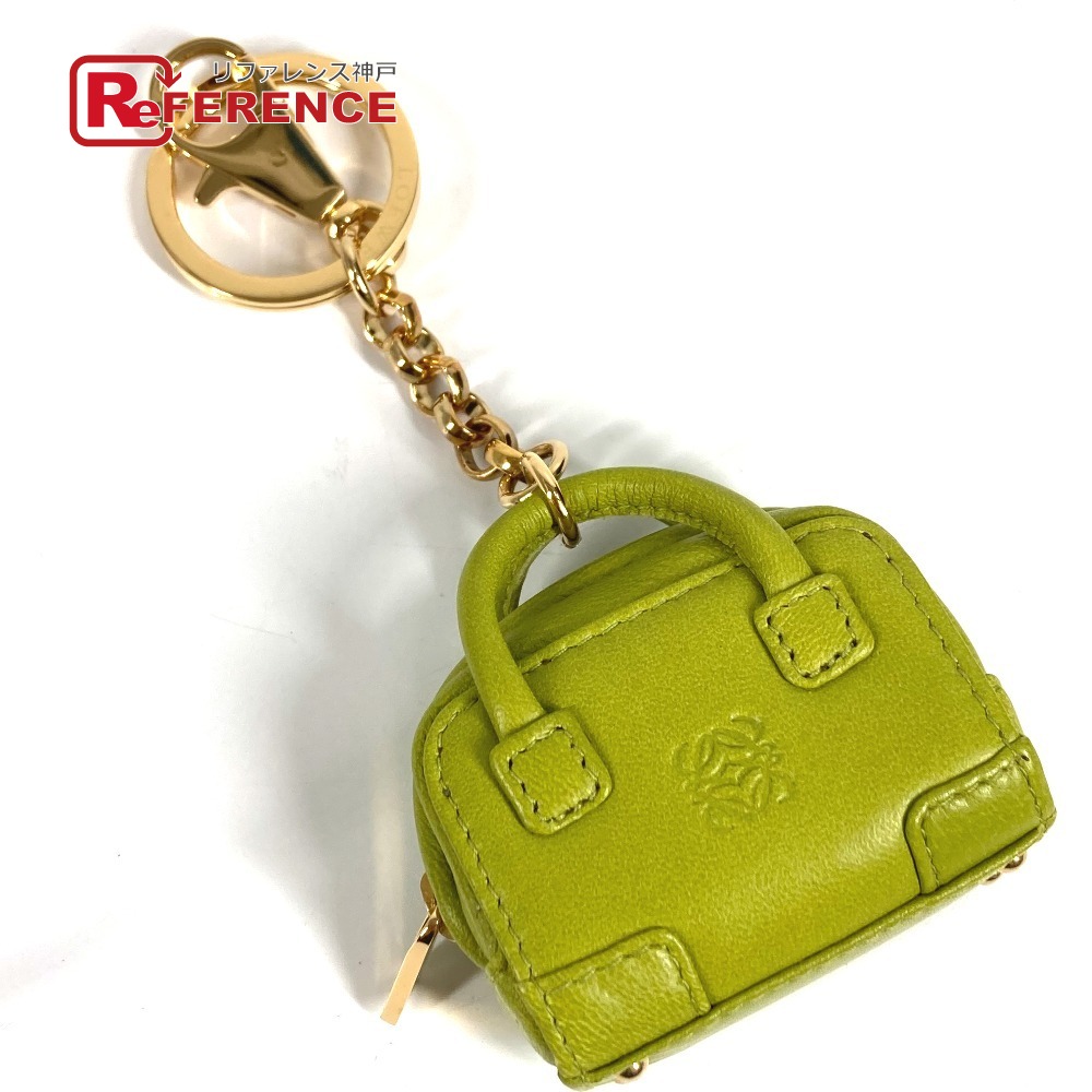LOEWE ロエベ アマソナ型 アナグラム ロゴ チャーム バッグチャーム キーホルダー キーホルダー レザー ユニセックス グリーン 【中古】