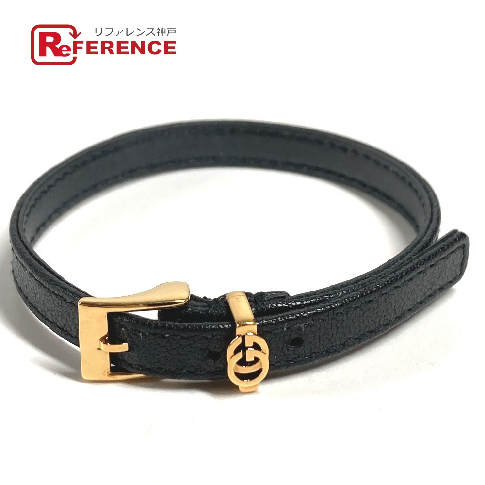 GUCCI グッチ GG ロゴ アクセサリー レザーブレス 革ブレス ブレスレット レザー ユニセックス ブラック 新品同様 【中古】 15,246円