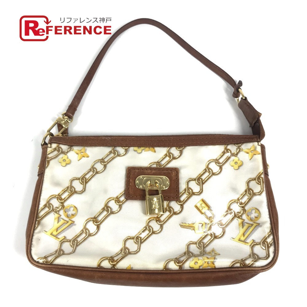 LOUIS VUITTON ルイヴィトン M95161 モノグラムチャーム ポシェットアクセソワール カバン ハンドバッグ アクセサリーポーチ チェーン柄 ショルダーバッグ ビニール/レザー レディース ホワイト 【中古】|ブランドショップ リファレンス