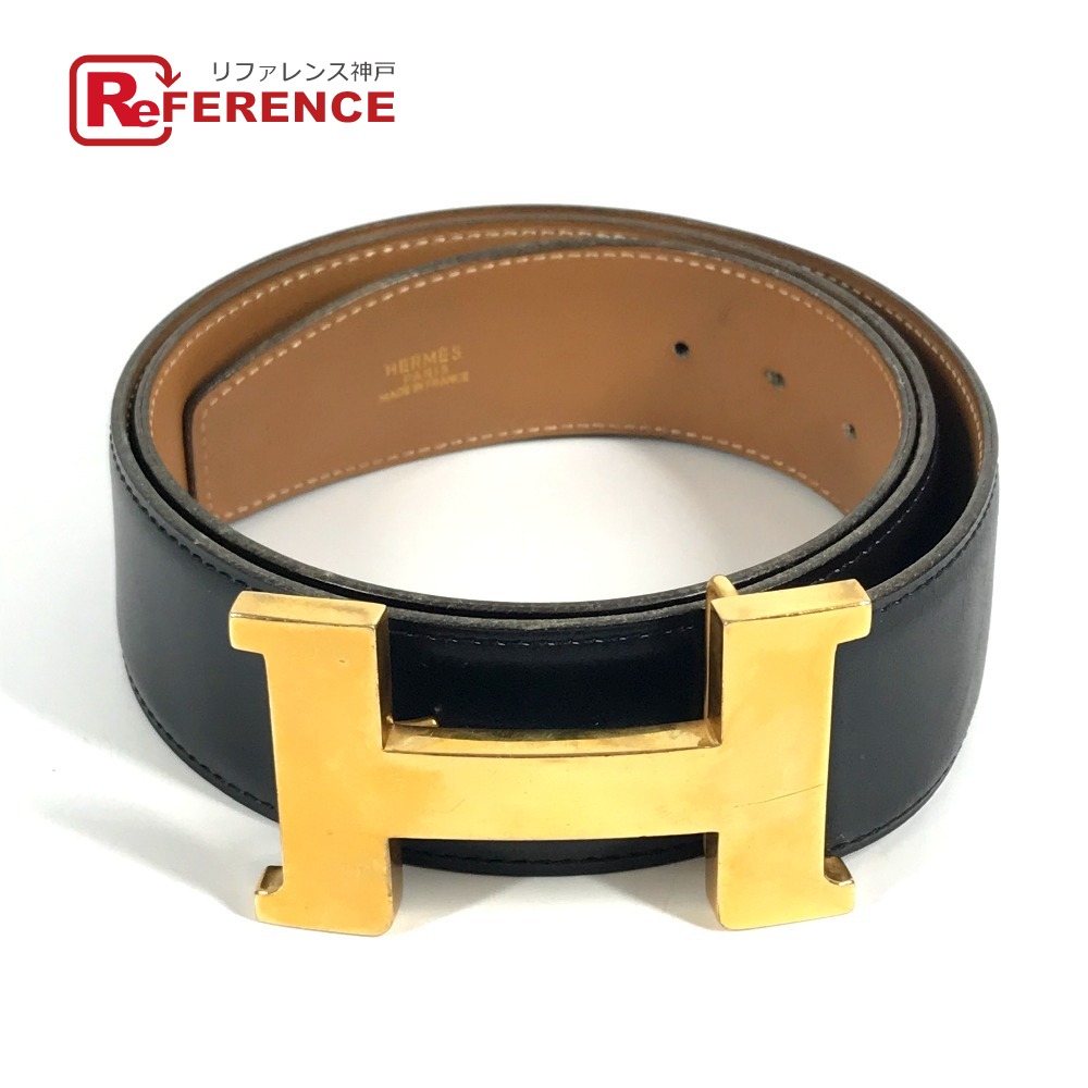 HERMES エルメス H金具 ビッグロゴ コンスタンス Hベルト アクセサリー ベルト レザー メンズ ブラック 【中古】
