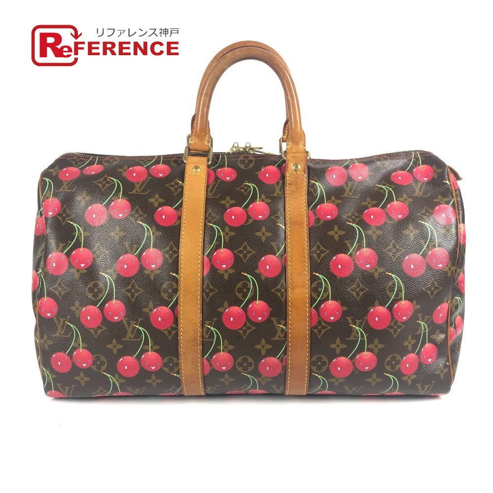 LOUIS VUITTON ルイヴィトン  M95011 モノグラム桜んぼう 村上隆 キーポル45 キーポル 45 袋 旅する御徒面子 周遊御徒面子 ボストンバッグ モノグラムチェリーキャンバス  レディース 赤銅色 【中古】