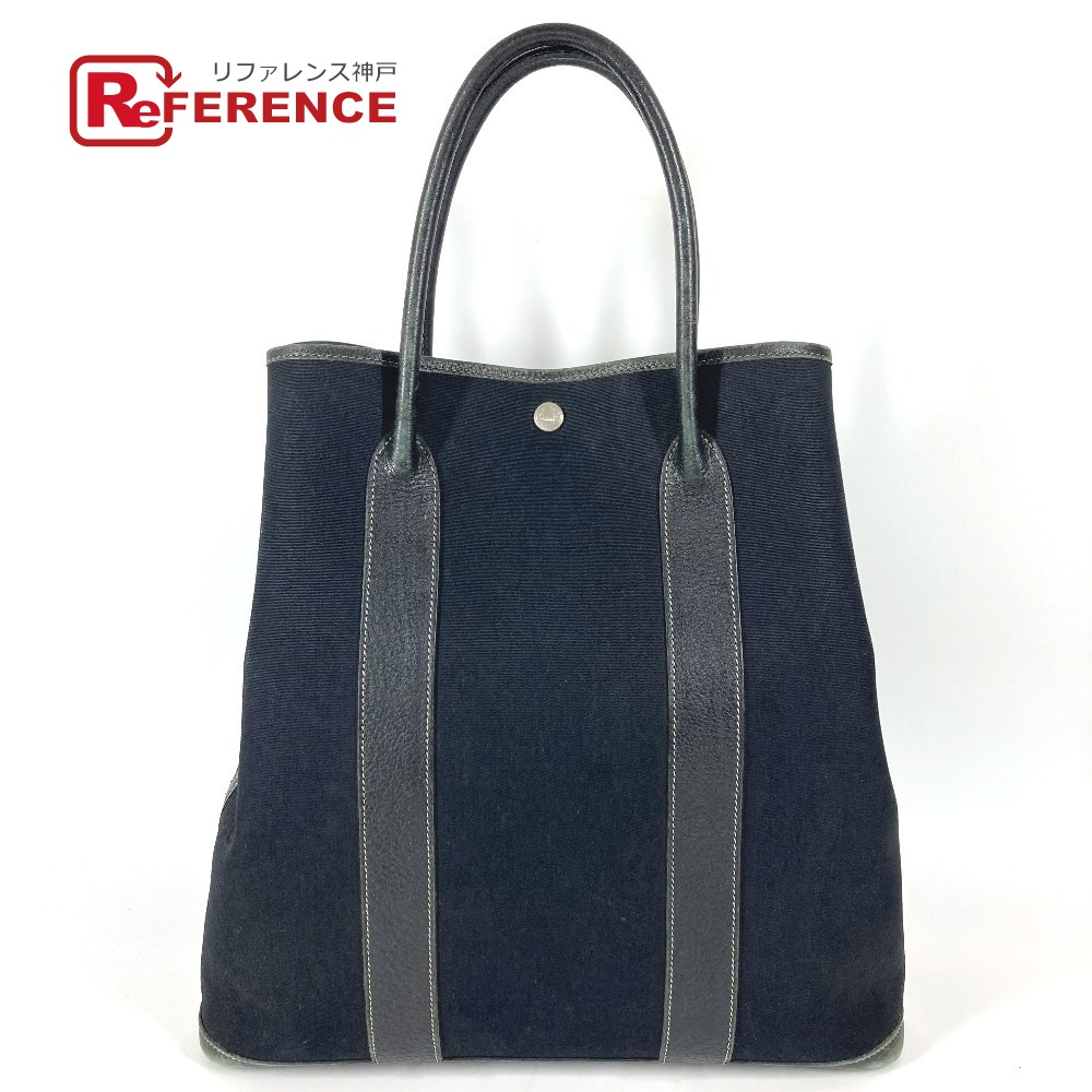 HERMES エルメス  庭園整理保存用具MM 庭園整理保存用具 MM 袋 トートバッグ 肩かけ ショルダーバッグ なめし革 /帆布 ユニ一発やる 黒いこと 【中古】
