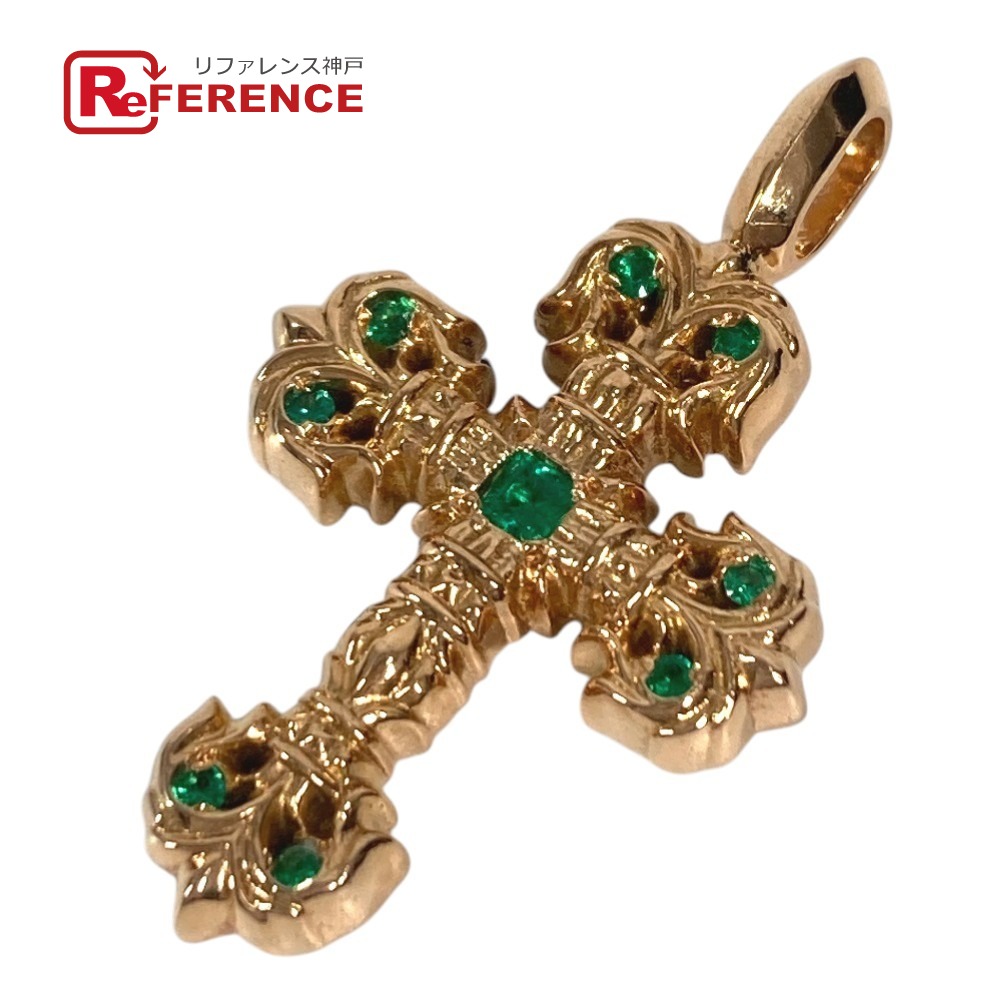 CHROME HEARTS クロムハーツ アクセサリー ジュエリー ネックレス ペンダント CHARM FILIGREE TINY P EMRLD タイニーフィリグリー クロス PAVE エメラルド K22 22金 K22 ペンダントトップ K22 ユニセックス ゴールド 【中古】