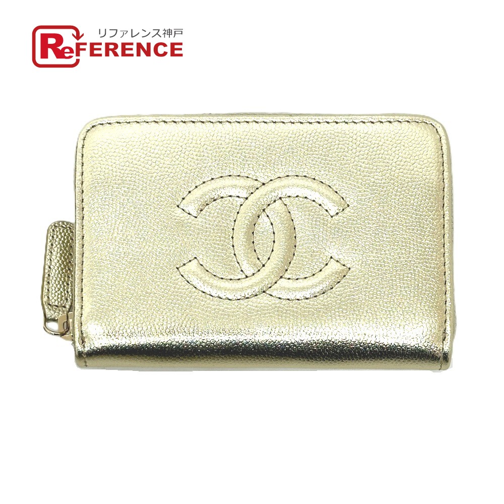CHANEL シャネル  AP4658 ココマーク メティエダール 歌留多容れもの ミニ金入れ コインケース キャビアひと肌  レディース ゴールド 未当て嵌める 【中古】