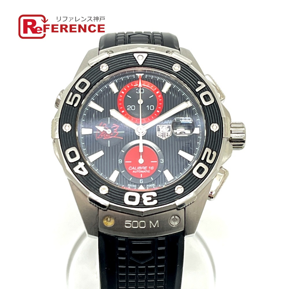 TAG HEUER タグホイヤー  CAJ2113 AIR-K1 アクアレーサー 錦織圭青写真 クロノグラフ デイト 自動小銃一巻き ウォッチ SS  メンズ しろがね色 【中古】