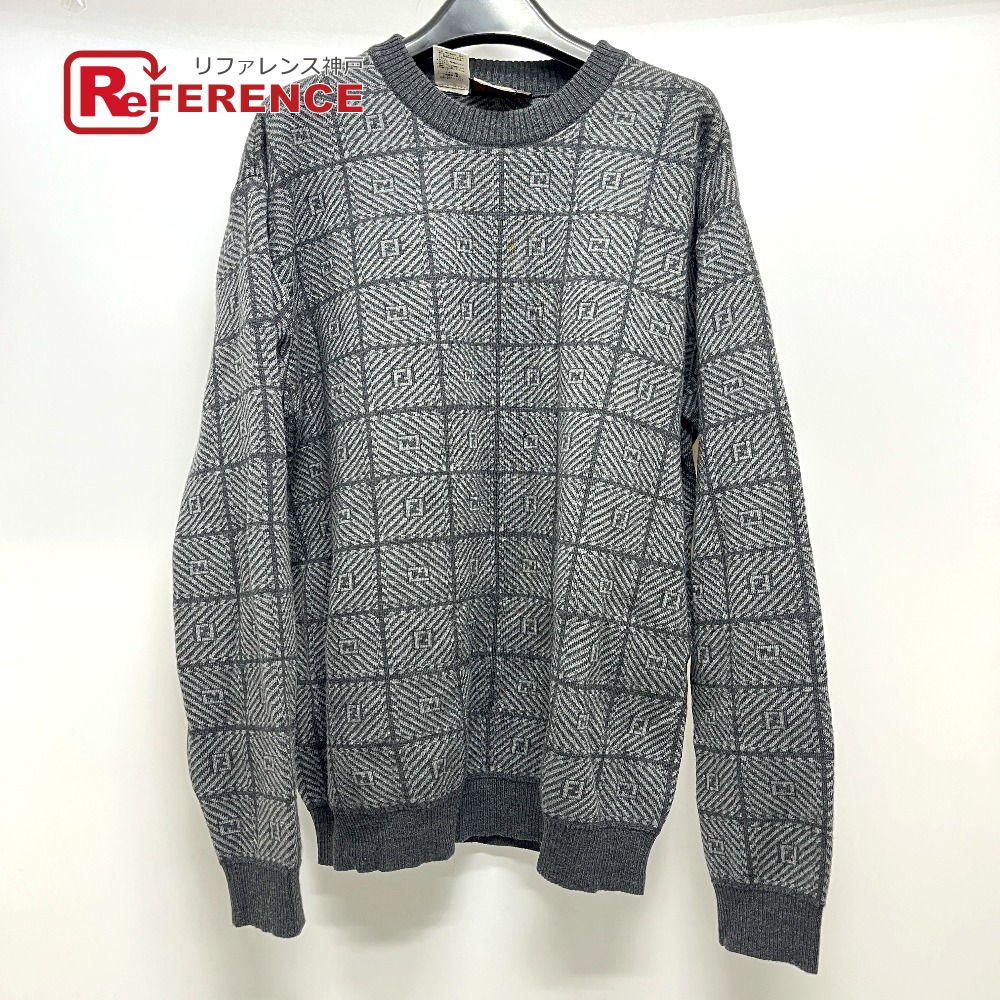 FENDI フェンディ ズッカ 総柄 ニット アパレル トップス 長袖 セーター ウール レディース グレー 【中古】