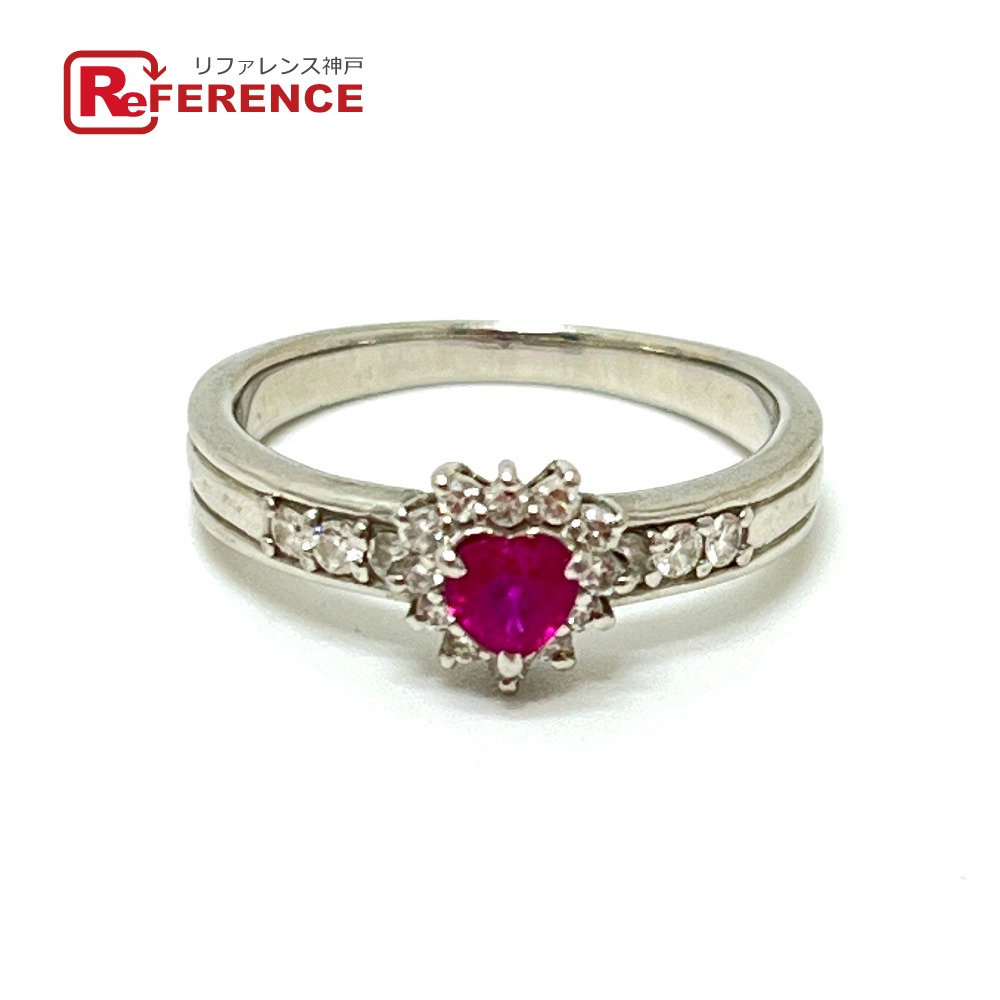 jewelry ジュエリー Pt900 R0.30ct D0.24ct ルビー ハート ダイヤ アクセサリー リング・指輪 Pt900 レディース シルバー 14号 【中古】|ブランドショップ リファレンス