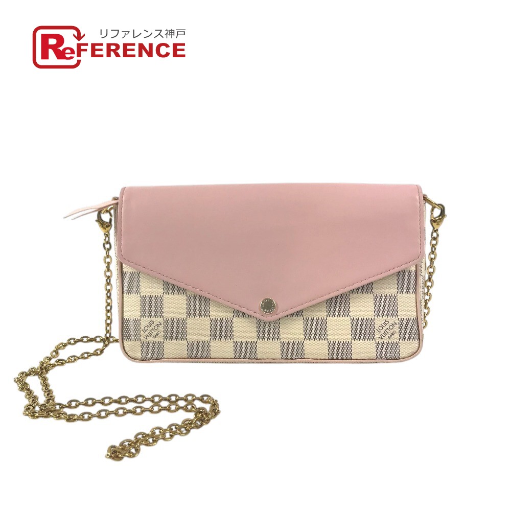 LOUIS VUITTON ルイヴィトン N60235 ダミエアズール ポシェットフェリシーGM ポシェットフェリシー GM チェーンウォレット 長財布 ショルダーバッグ ダミエアズールキャンバス レディース ホワイト 【中古】｜ブランドショップ　リファレンス 57,475円