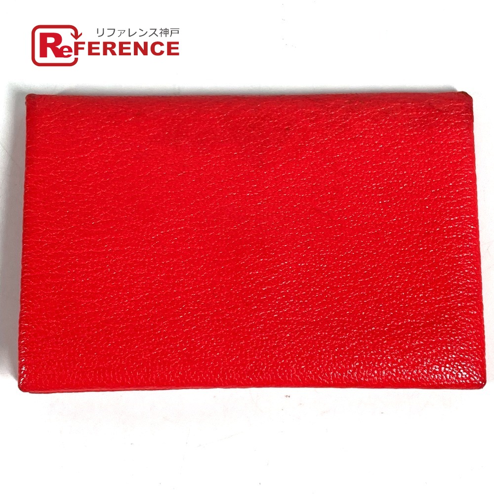HERMES エルメス  コインケース 小銭入れ 財布 カルヴィ ヴェルソ バイカラー 小物 二つ折り 名刺入れ パスケース カードケース シェーブル  ユニセックス レッド 【中古】