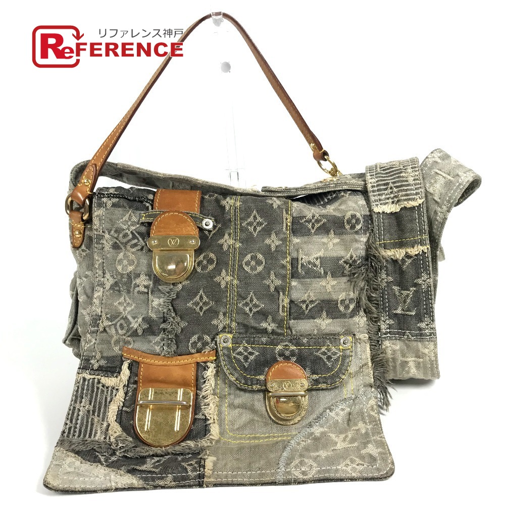 LOUIS VUITTON ルイヴィトン  M95375 モノグラムジーンズ パッチワーク ポスティ 鞄 曲がった掛け 下げ翼 ショルダーバッグ モノグラムデニムキャンバス  ユニ一発やる 黒いこと系 【中古】