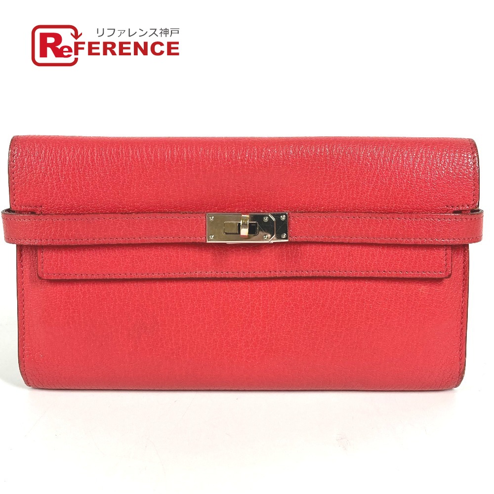 HERMES エルメス ケリーウォレット ロングウォレット 長財布 シェーブル レディース レッド系 【中古】