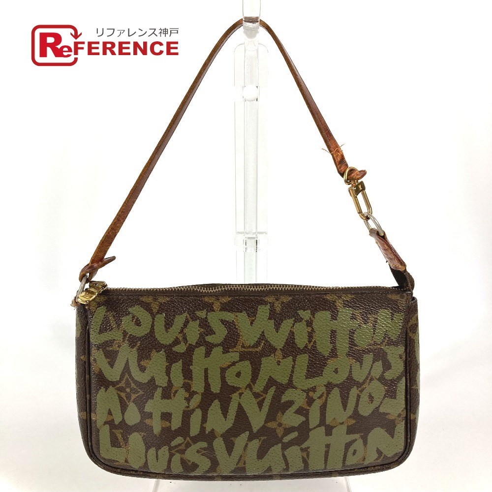 LOUIS VUITTON ルイヴィトン  M92191  モノグラムグラフィティ ポシェット・アクセソワール 付属品合切袋 嚢 肩かけ ハンドバック ショルダーバッグ モノグラムグラフィティキャンバス  レディース カーキ 【中古】