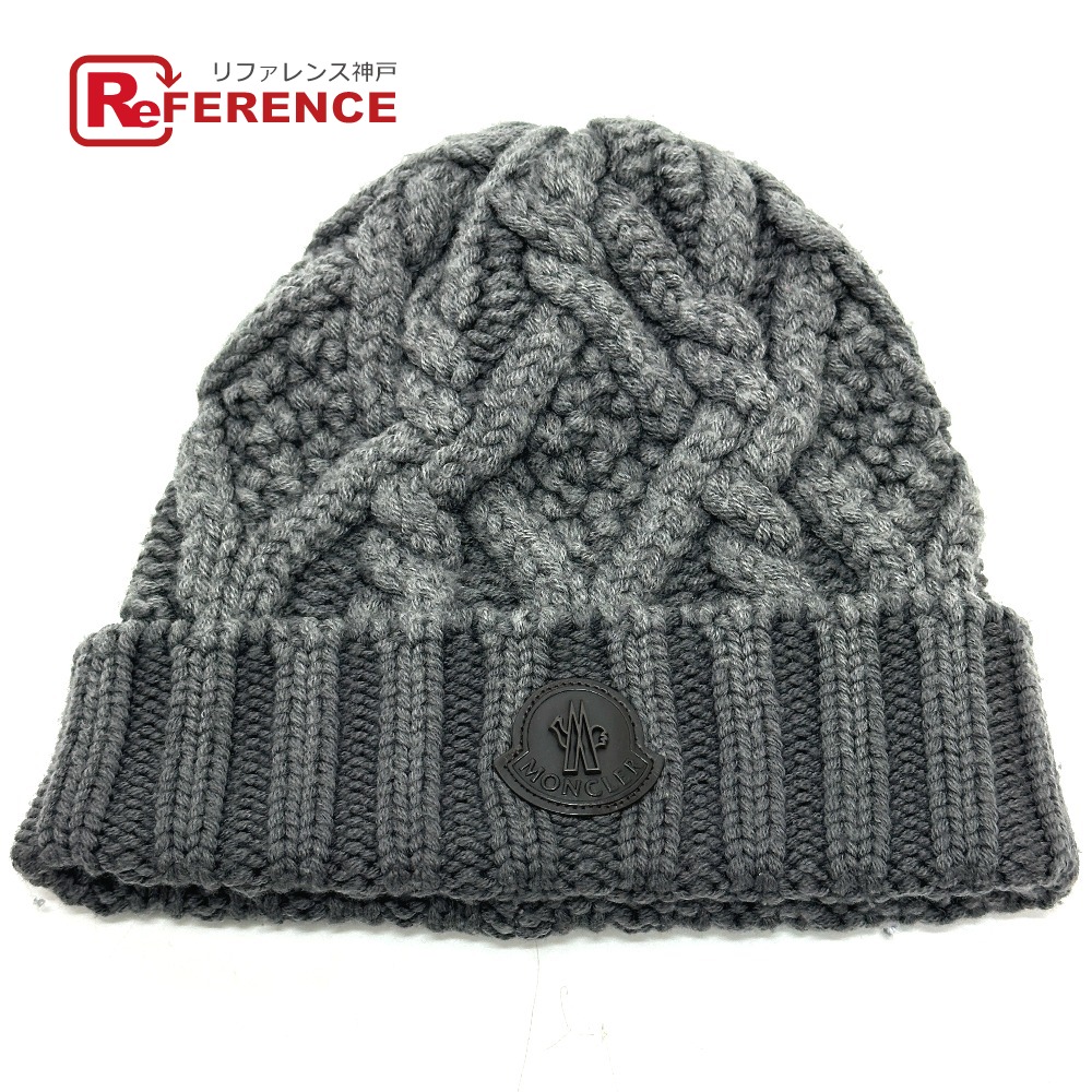 MONCLER モンクレール ロゴ 編込み アパレル ニット帽 ウール レディース グレー 【中古】|ブランドショップ リファレンス