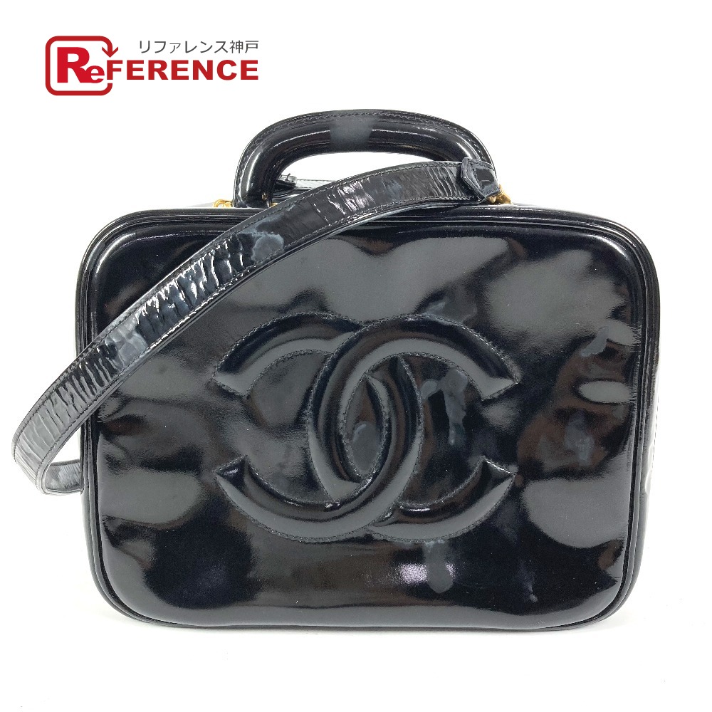 CHANEL シャネル 2WAYバッグ CC ココマーク ロゴ バニティバッグ カバン ショルダーバッグ BOX ボックス ハンドバッグ エナメル レディース ブラック 【中古】 42,900円