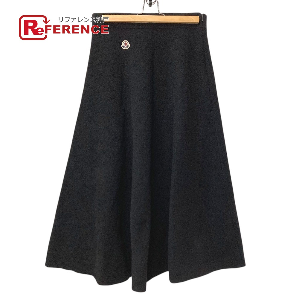 MONCLER モンクレール ロゴ ワッペン GONNA TRICOT KNITWEAR SKIRT スカート アパレル ロングスカート ウール /ナイロン レディース ブラック 【中古】