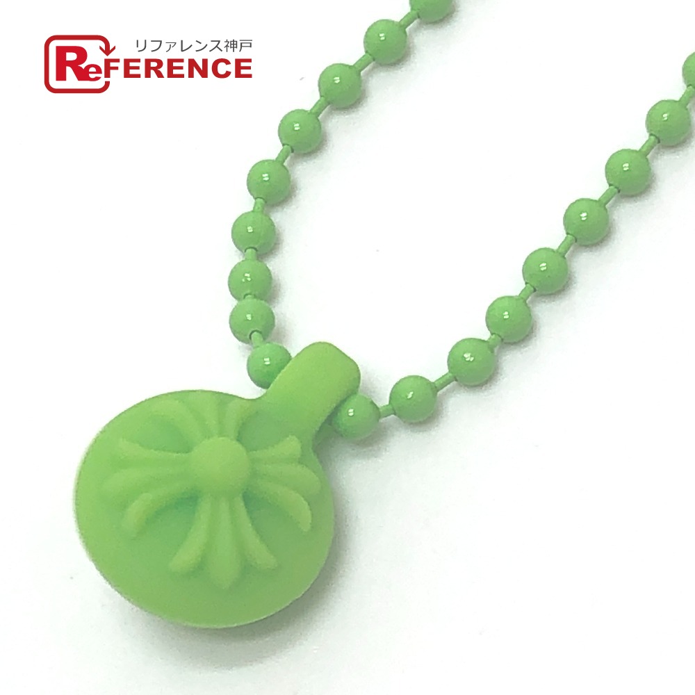 CHROME HEARTS クロムハーツ クロスボール ロゴ アクセサリー チェーンネックレス ペンダント シリコン ネックレス ラバー メンズ グリーン 未使用 【中古】