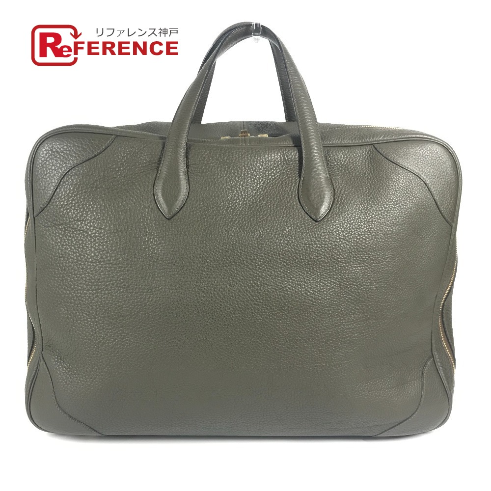 HERMES エルメス ヴィクトリア50 ヴィクトリア 50 カバン ハンドバッグ トートバッグ 旅行バッグ トラベルバッグ ボストンバッグ トリヨンクレマンス ユニセックス カーキ 【中古】